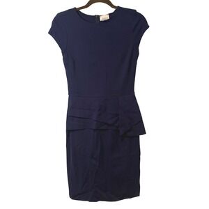 Love.. Ady Navy Blue Peplum Sheath Dress Cap Sleeve W0-6218 Womens Size‎ Medium